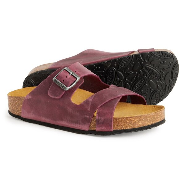 NEW Plakton Made in Spain Cork Footbed Sandals - Leather Apure/Burde For Women - Picture 2 of 7